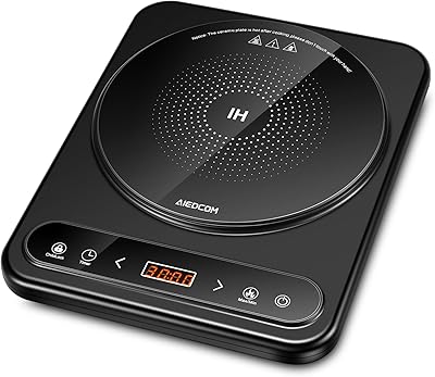 AiedCom 1800W Induction Cooktop, Portable Electric Stove with Plug in, 10 Power Level Hot Plate Countertop Burner with Timer, Child Safety Lock, Auto-Shutdown, Touch Panel for Kitchen, Restaurant