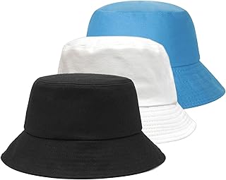 FUIPVGI 3 Pieces Summer Bucket Hat,3 Color Bucket Hat Sun Hat,UV Protection Sun Cap Fisherman Fishing Cap,for Unisex Women...