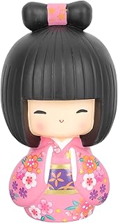 Angoily japanese kokeshi doll girl in kimono collectible figurines traditional crafts oriental geisha statue for office ba...