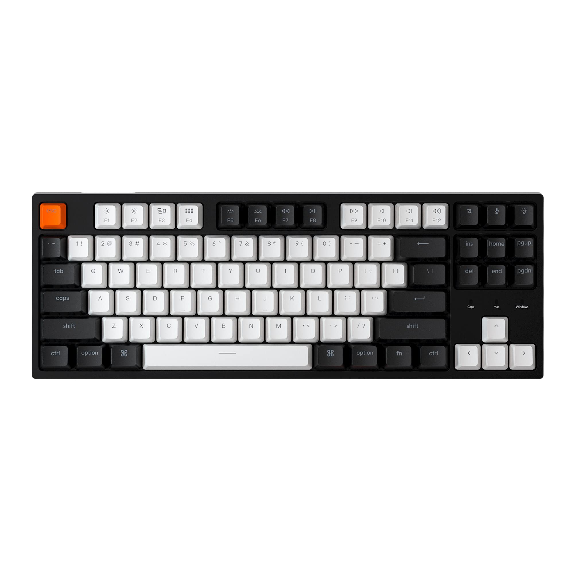 KeychronC1 Mac Layout Wired Mechanical Keyboard, Gateron G Pro Brown Switch, Tenkeyless 87 Keys ABS keycaps Computer Keyboard for Windows PC Laptop, White Backlight, USB-C Type-C Cable