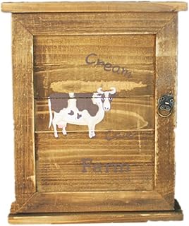 Tinksky Key Storage Cabinet Wooden Wall Mounted Key Cabinet with Panel Door Sheep Carvings Key Hanging Gift for Christmas ...