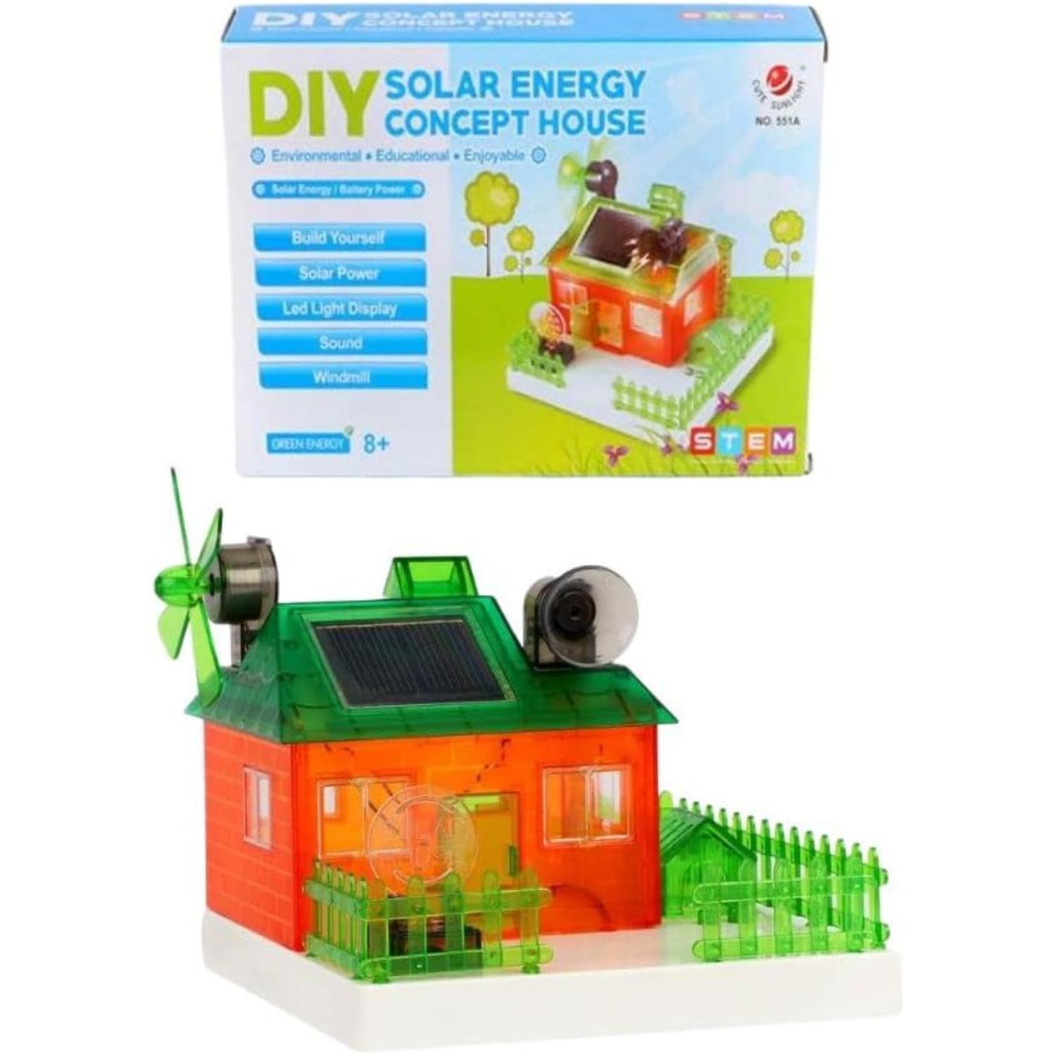 DIY Solar Energy Concept House STEM Toy for 8+ Kids | Build & Learn with DIY Solar Energy House, LED Lights, Sound, Windmill