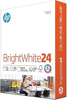 HP Papers | 8.5 x 11 Paper | BrightWhite 24 lb |1 Ream - 500 Sheets| 100 Bright | Made in USA - FSC Certified | 203000R