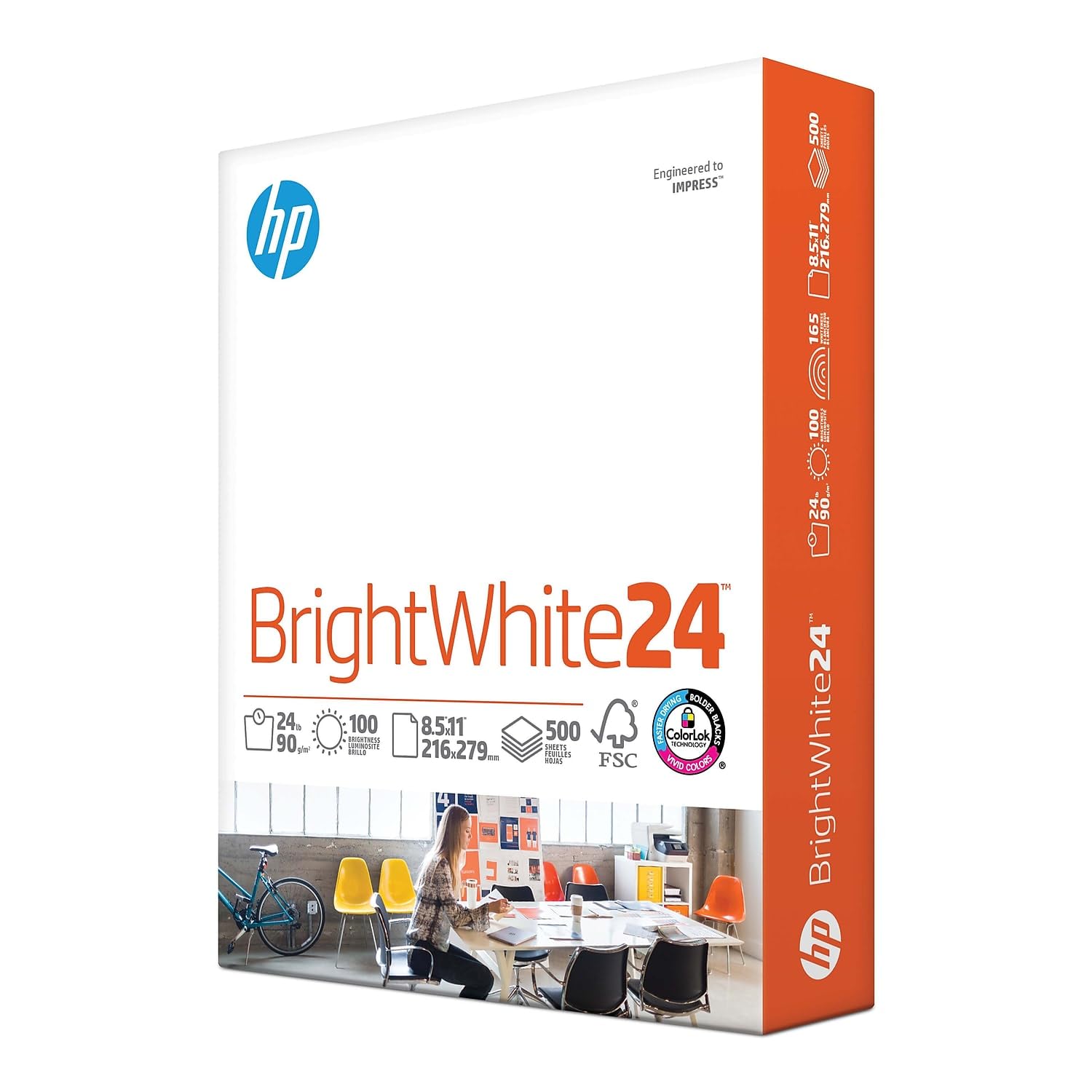 HPPapers | 8.5 x 11 Paper | BrightWhite 24 lb |1 Ream - 500 Sheets| 100 Bright | Made in USA - FSC Certified | 203000R