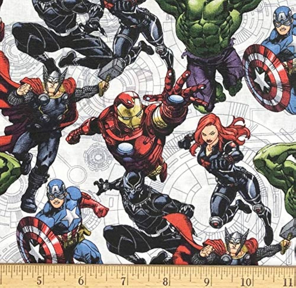 : 1 Yard - Marvel Superheros Tossed Cotton Fabric - Captain  America Iron Man Black Widow The Hulk (Great for Quilting, Sewing, Craft  Projects, Quilts, Throw Pillows & More) 1 Yard X 44