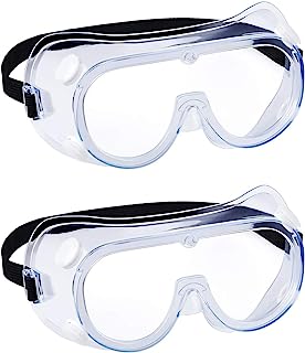 YunTuo 2 pack Safety Goggles, Adjustable,Lightweight Anti-Fog Protective Safety Glasses, Eye Protection, White