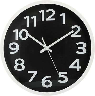 Levemolo 12 Inch Clock House Silent Wall Clock Clocks Retro Alarm Clock Pool Numbers Decorative Plastic Black