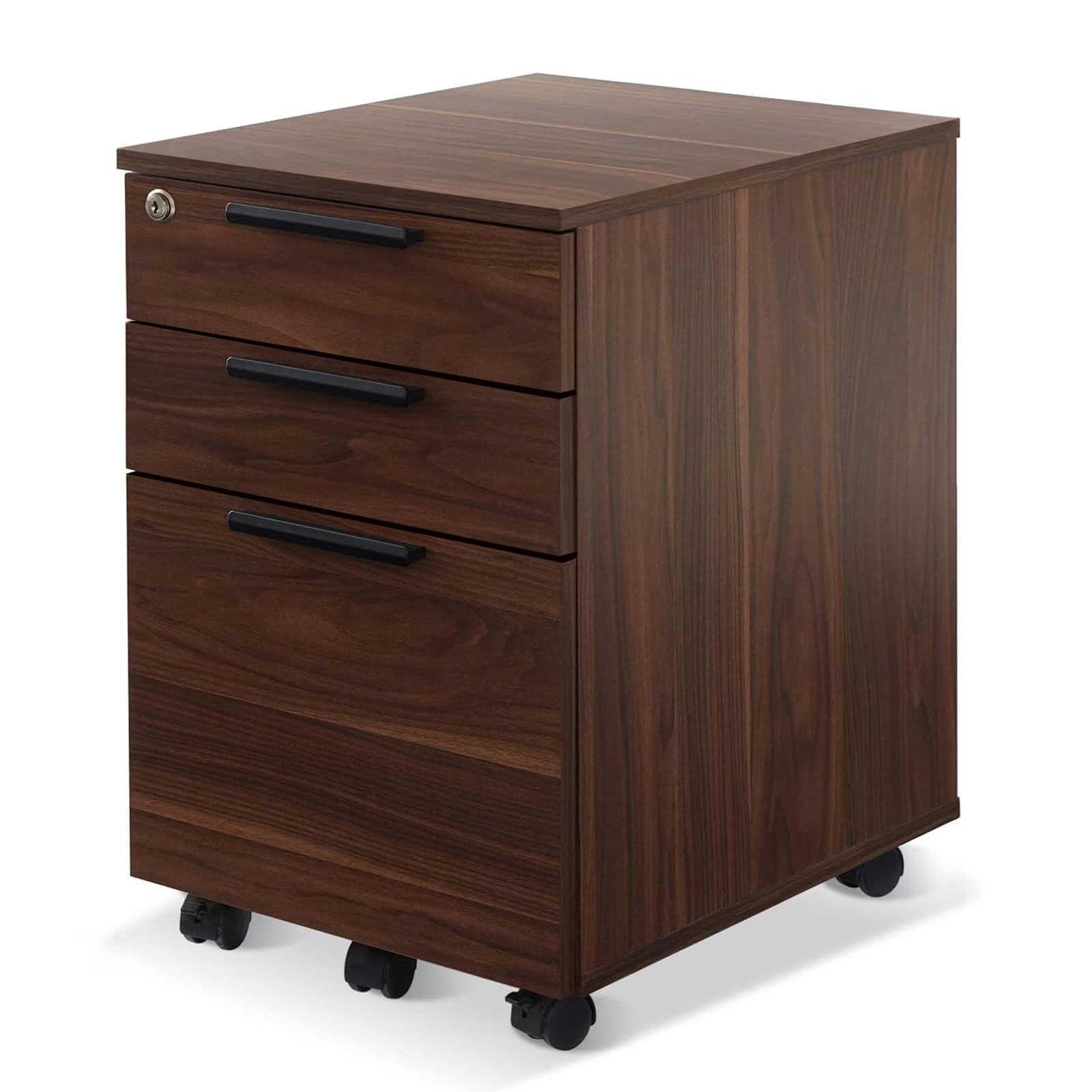 VICLLAX 3 Drawers Locking Mobile File Cabinet, Under Desk Storage ...