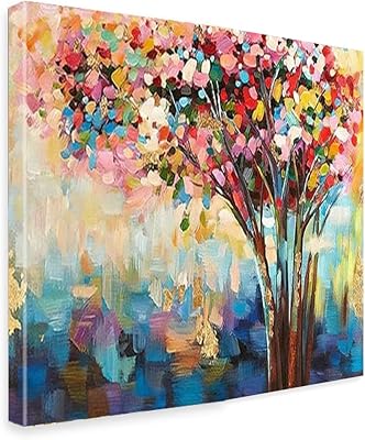 VERRE ART Wood Framed Canvas - Wall Decor for Living Room, Bedroom, Office, Hotels, Drawing Room (14in X 10in) - Tree Of Beautiful Colors