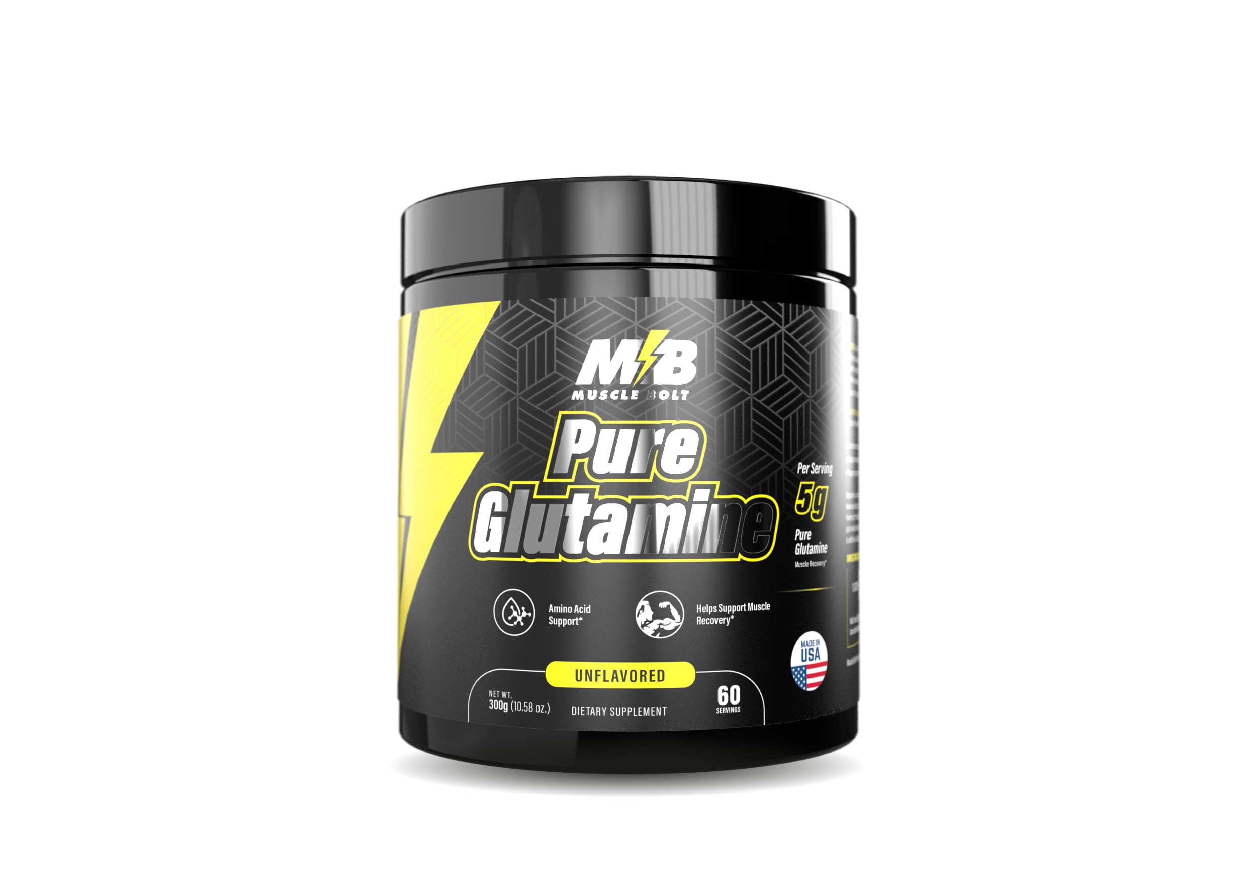 Muscle Bolt Pure Glutamine Powder Supplement For Muscle Recovery, Unflavored 300g