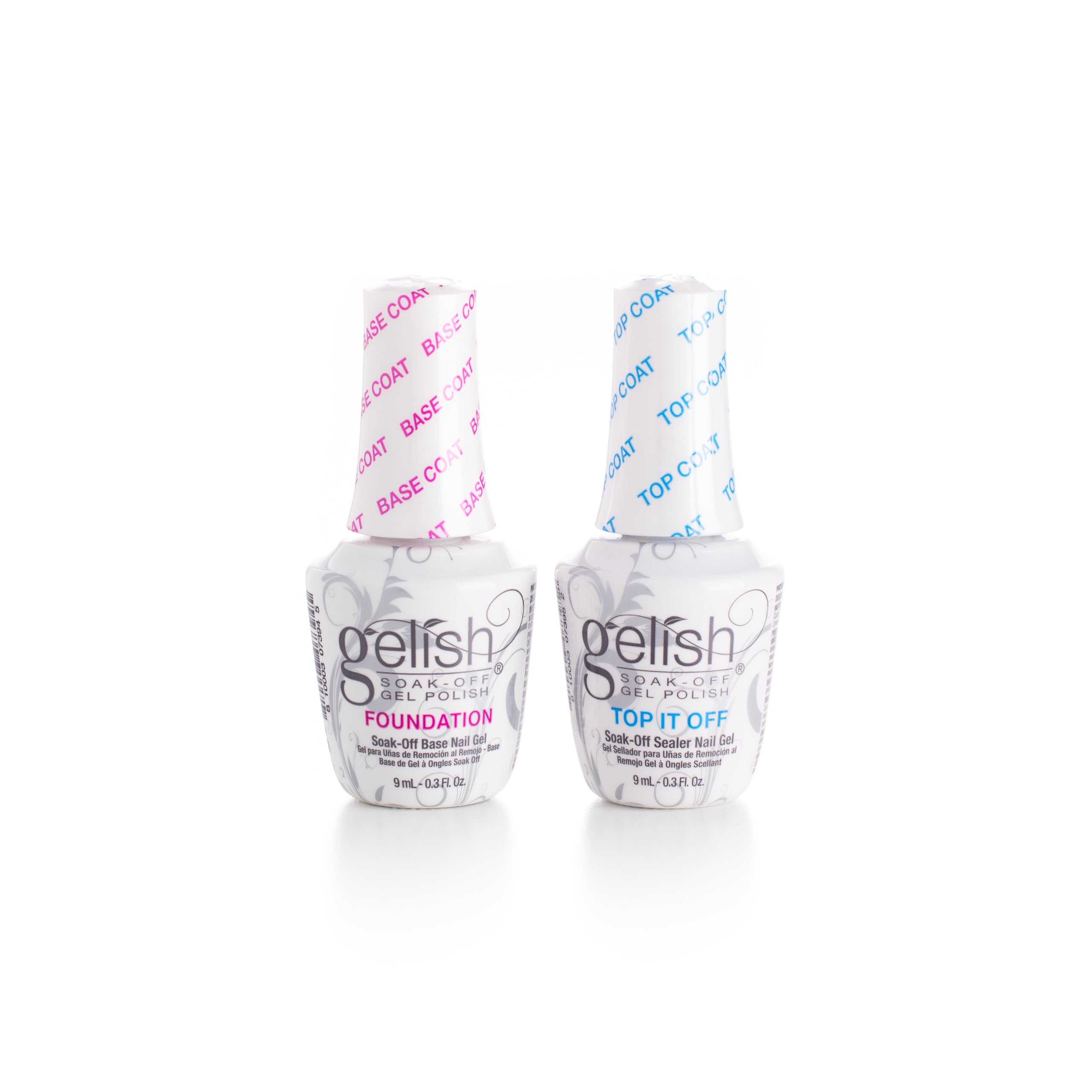 Gelish Mini Dynamic Duo - Foundation Base Gel & Top It Off Sealer Gel Set, Long-lasting, High-Shine Finish for Gel Manicures, Cures Fast in LED/UV Light, No Chips, Soak-Off, 9mL Each