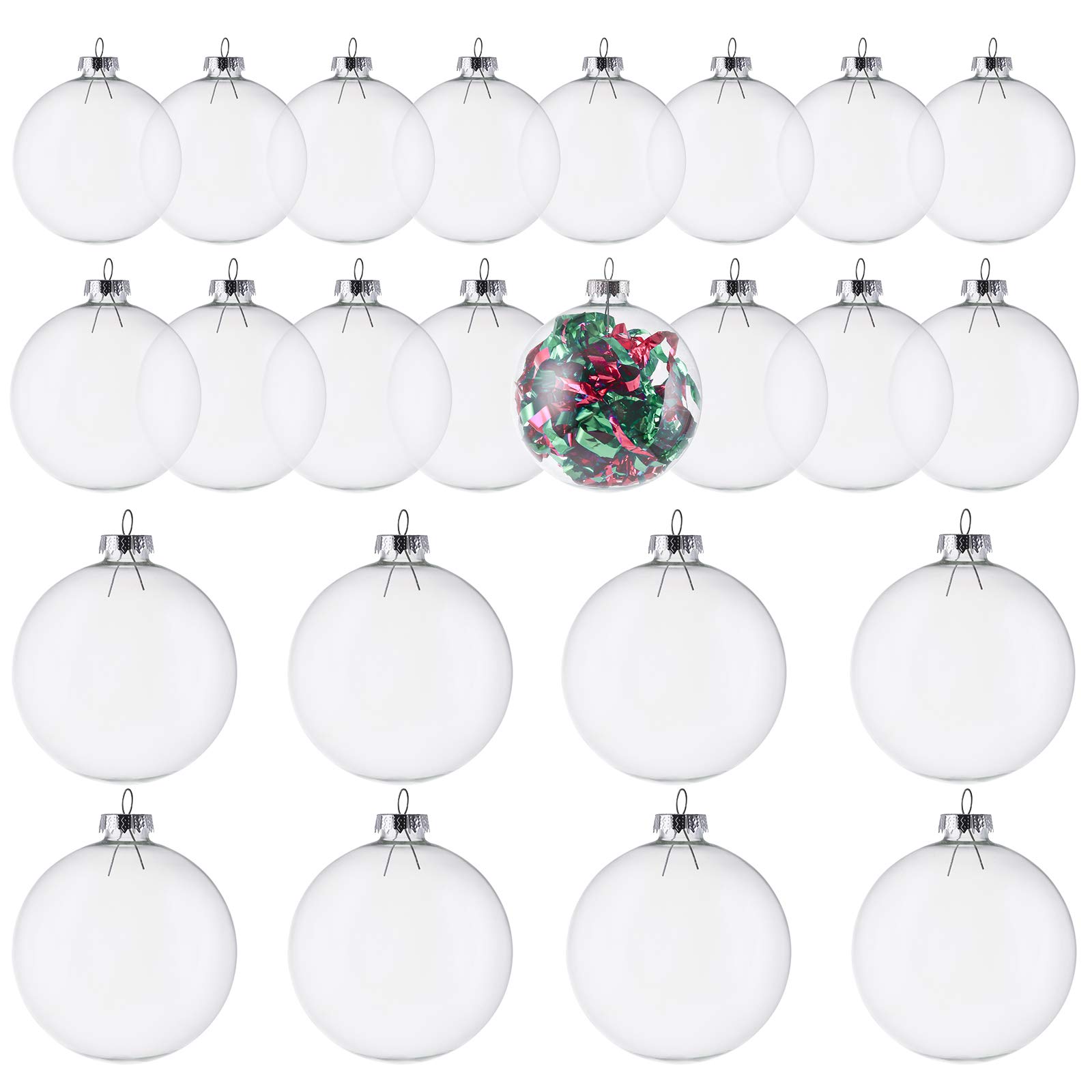 Kingrol 24 Pack Glass Ornament Balls, Fillable Ornaments for DIY Craft Projects, Christmas, Wedding, Party, Home Decor