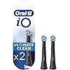 Oral-B iO Ultimate Clean Electric Toothbrush Head, Twisted & Angled Bristles for Deeper Plaque Removal, Pack of 2 Toothbrush Heads, Black