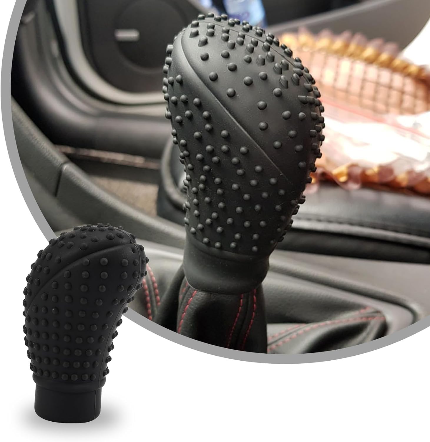 SARTE Car Gear Knob Protector Silicone Gear Shifter Cover for Anti-Scratch Car Gear Knob Cover and Dust Proof Nonslip Gear Cover for Car Universal Fit Silicon Car Gear Knob Stylish- Hockey (Black)