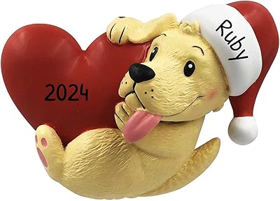 Personalized Dog Christmas Ornaments 2024 - Puppy Ornament Heart Ornaments for Dog Lovers Dogs First Christmas Ornament 2024 Customized Dog Gifts Custom Dog Ornaments by Elves