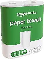 Amazon Basics 2-Ply Flex-Sheets Paper Towels, 2 Basics Rolls = 5 Regular Rolls, Everyday Value with 150 Sheets per Roll