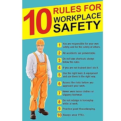 Signageshop Sp-243654 10 Rules For Workplace Safety Poster : Amazon.in ...