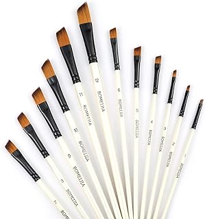 GETHPEN Angular Paint Brushes Nylon Hair Angled Watercolor Pait Brush Set for Acrylics Watercolors Gouache Inks Oil and Te...