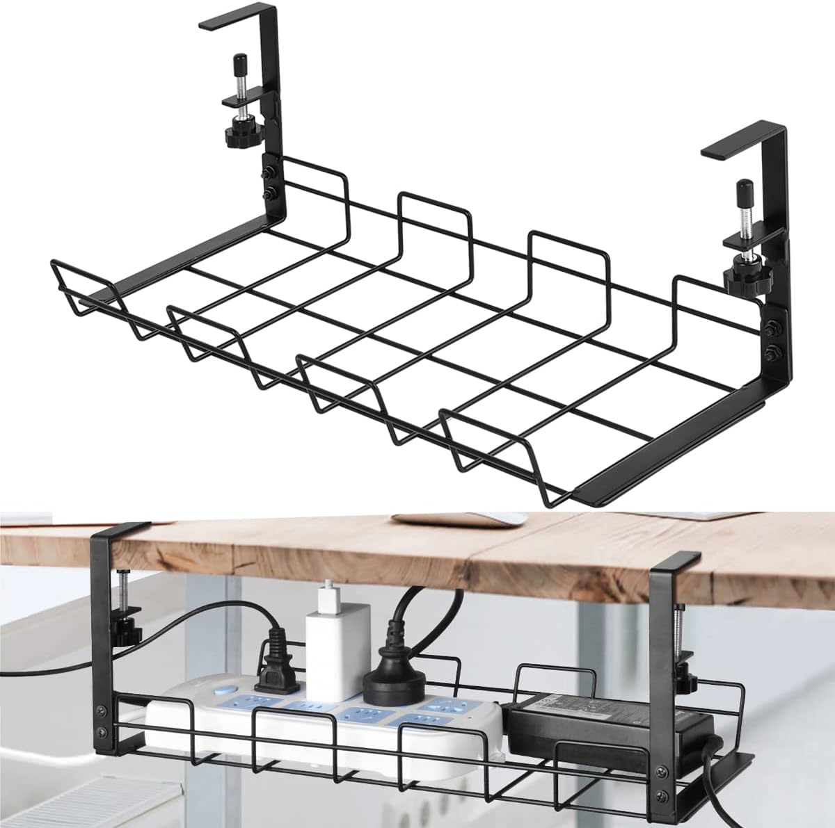 Buy No Drill Under Desk Cable Management Tray, Desk Wire Management ...