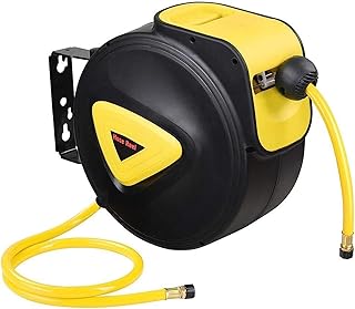 Holdfiturn 10m Retractable Air Hose Reel 33FT Automatic Rewinding Air Line Reel Commercial Compressor Tool for Indoor and ...