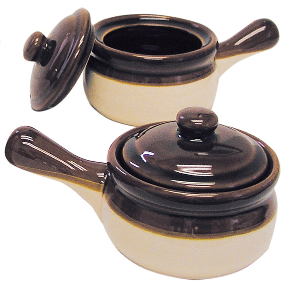 R&M International Traditional Style Ceramic 15-Ounce French Onion Soup Crocks, Set of 2