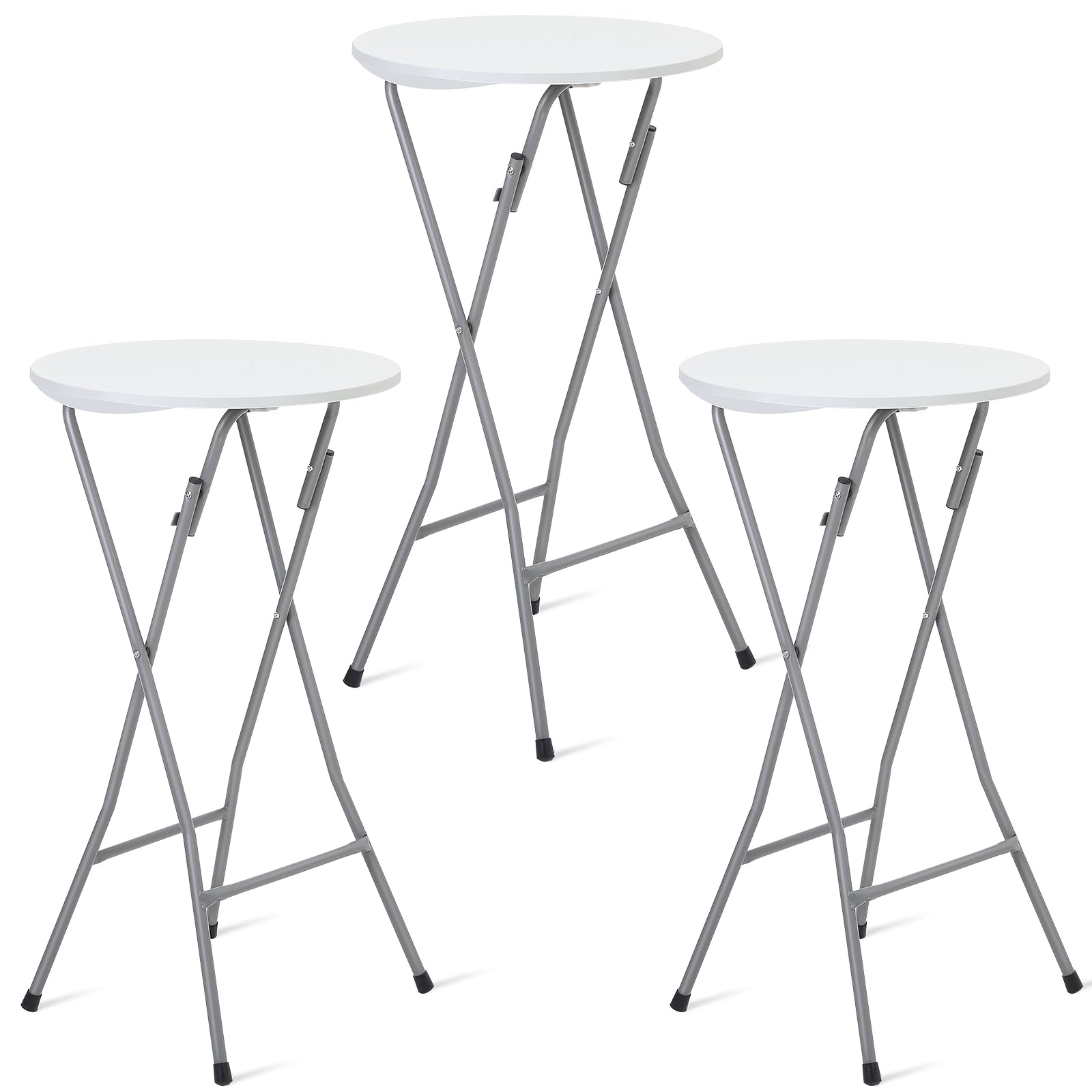 Hoteam 3 Pack Round Folding Table Round Cocktail Tables 23.6 x 44 Inch ...