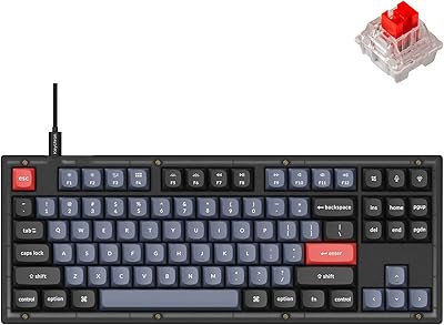 Keychron V3 Wired Custom Mechanical Keyboard, TKL Tenkeyless QMK/VIA Programmable Macro with Hot-swappable Keychron K Pro Red Switch Compatible with Mac Windows Linux (Frosted Black-Translucent)