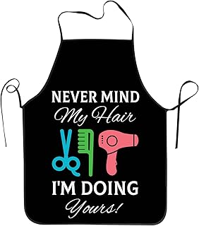 SARA NELL Barber Quote Apron Never Mind My Hair I'm Doing Yours Adjustabl Bib Apron,Work Smock Apron for Men & Women with ...