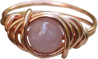 Rose Quartz Ring in Copper Wire Wrapped Crystal Jewelry For Taurus and Libra (9)