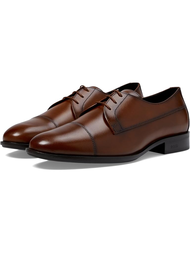 Brown BOSS Colby Smooth Leather Derby Dress Shoes