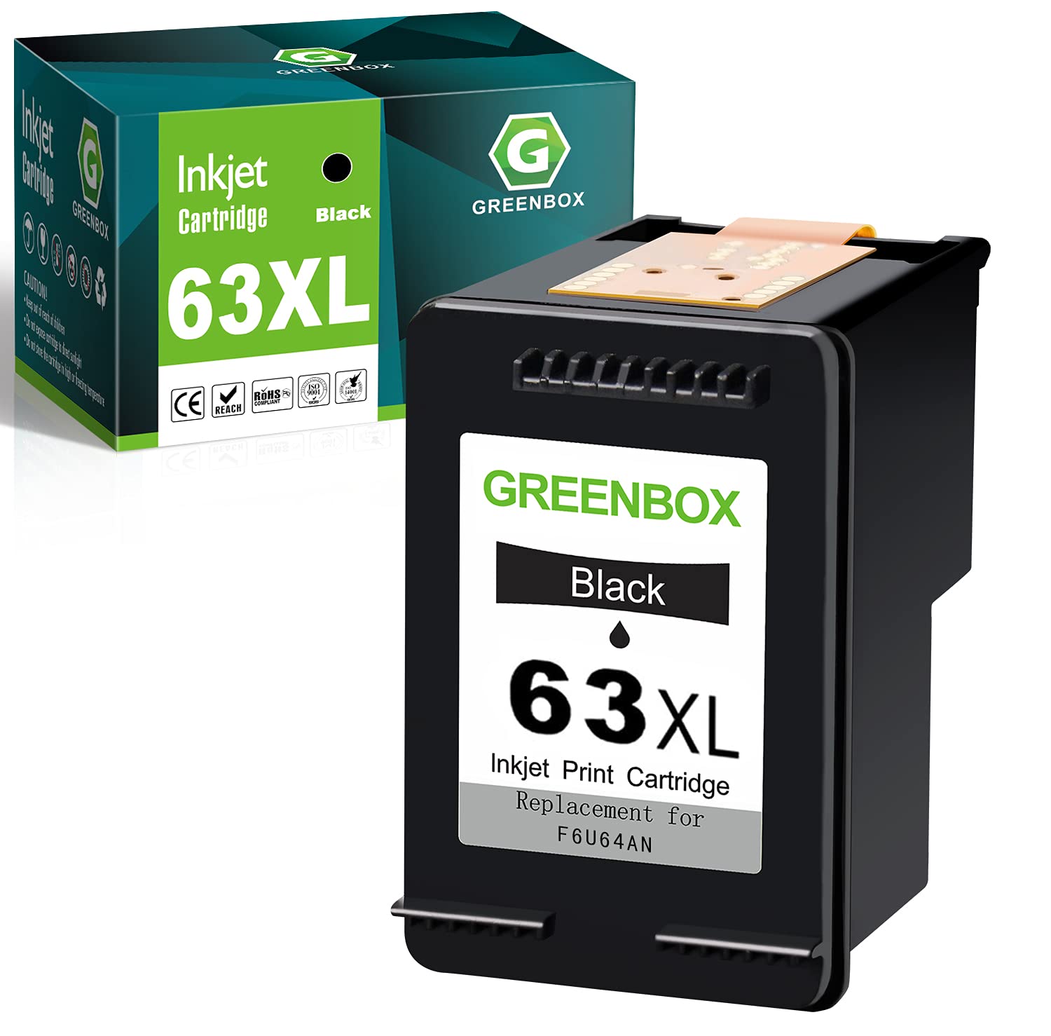 GREENBOXRemanufactured Ink Cartridge 63 63XL for HP Envy 4520 4516 Officejet 4650 3830 3831 4655 Deskjet 1112 3632 2130 2132 Printer (1 Black)