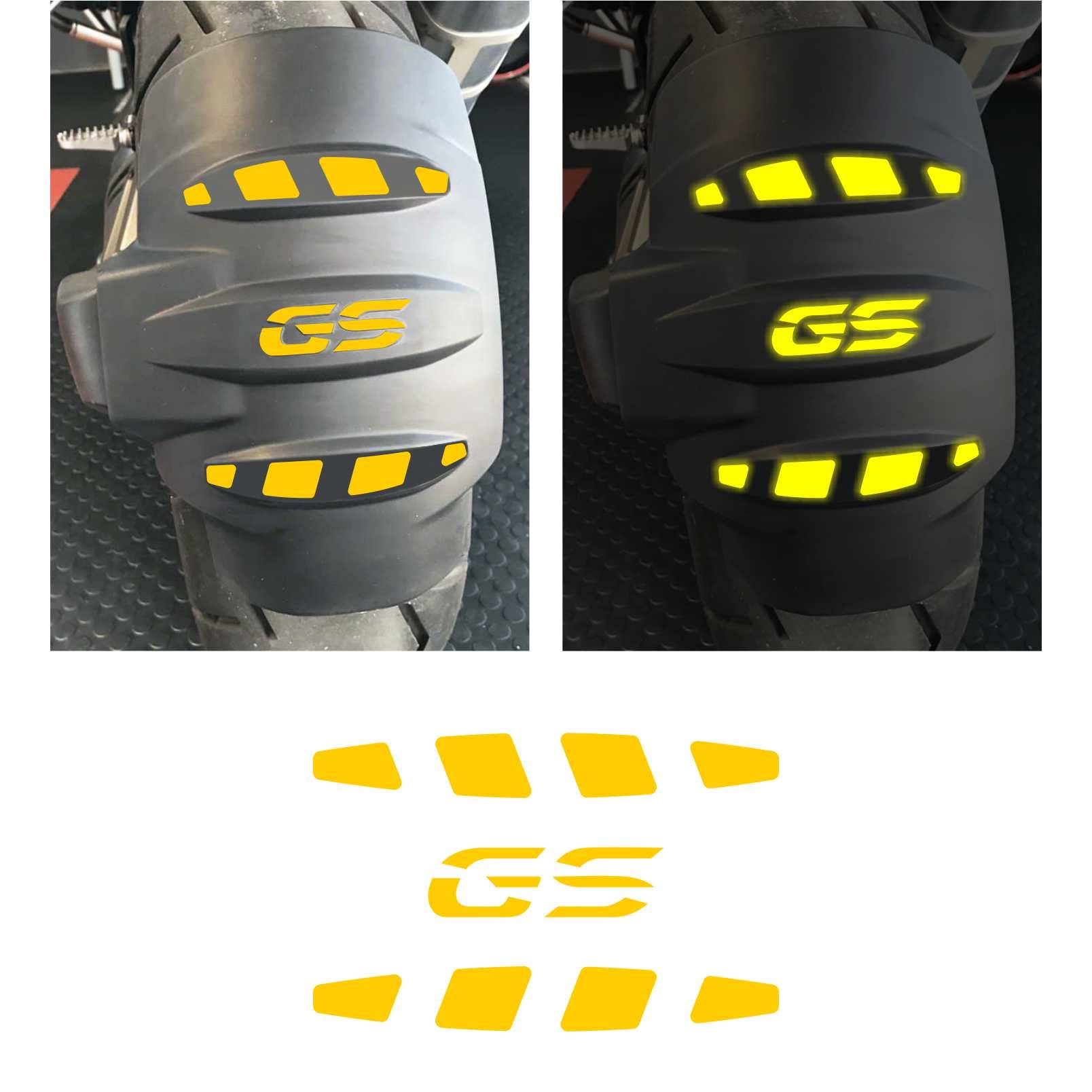 3pcs REFLECTIVE Stickers Compatible with Motottad R 1200 1250 GS Adventure REAR FENDER yellow