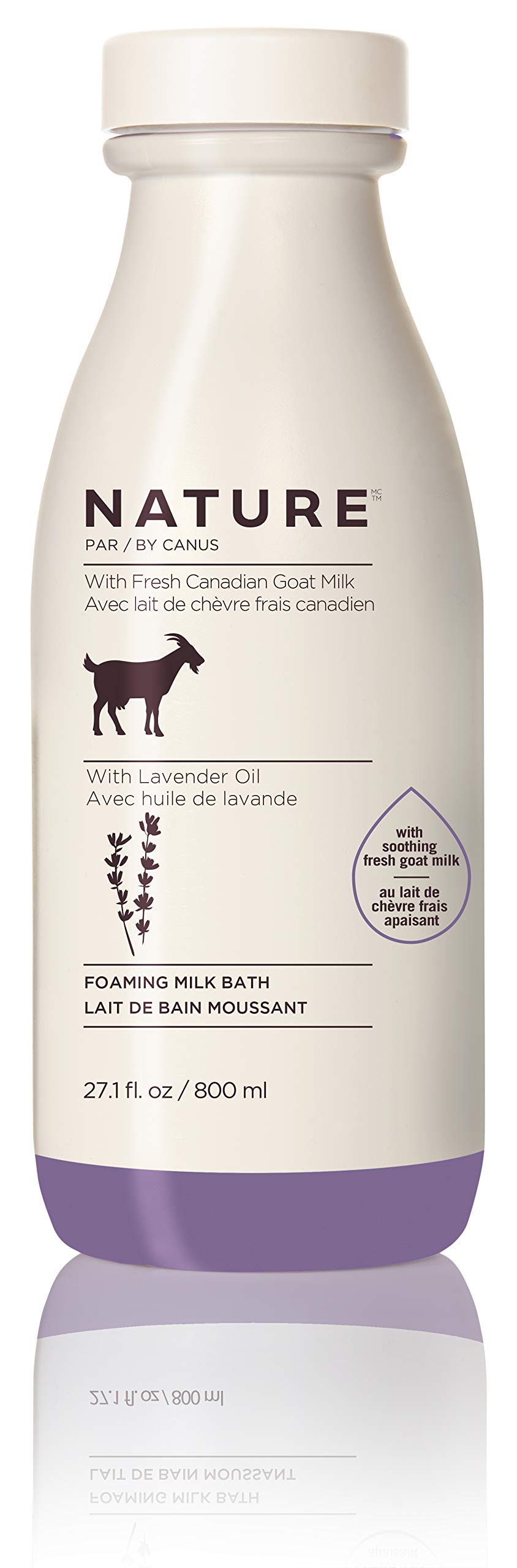 Nature by CanusFoaming Milk Bath with Smoothing Fresh Canadian Goat Milk Vitamin A B3 Potassium Zinc and Selenium, Lavender Oil, 27.1 Fl Oz