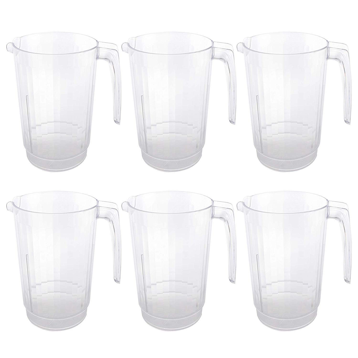 6 Elegant Plastic Jugs 1850ml ~ Water Pitchers ~ Sturdy & Reusable ~ 64oz