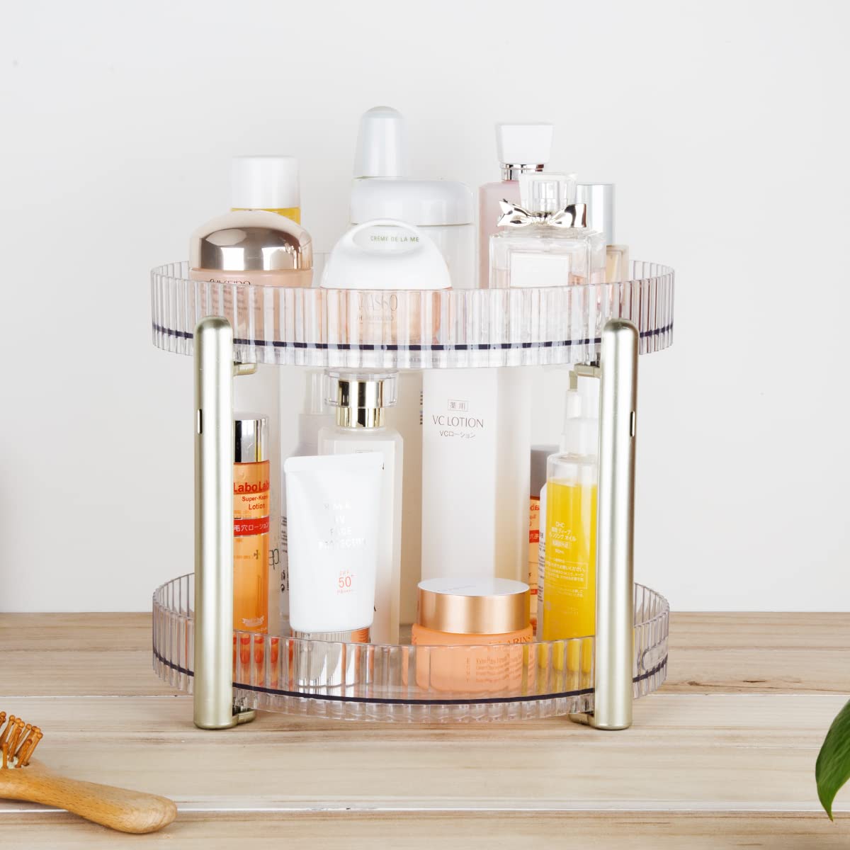 ROWNYEON 360 Rotating Makeup Organiser 2 Tier skincare organisers Lazy Susan Bathroom Organiser Perfume Organiser Spinning Cosmetics Organiser Tray for Vanity，Cabinets, Countertops，Kitchen