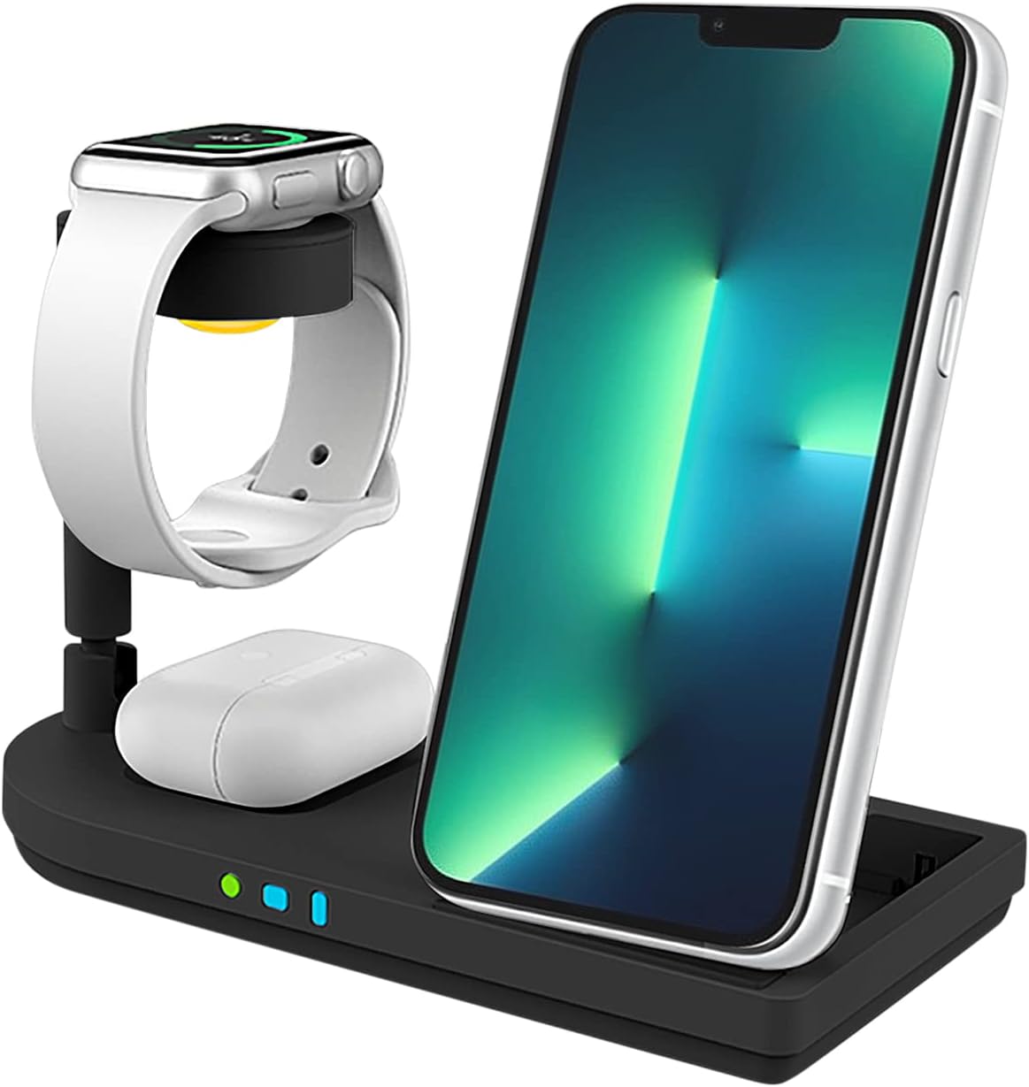 Wireless Charger Stand 4 in 1 Fast Charging Station for Apple Watch SE/6/5/4/3/2/1, AirPods Pro, Compatible with iPhone 13/13 Pro/13 Mini/13 Pro Max/12/11/SE/X/8/8 Plus/Samsung Galaxy S21/S20/Note 10