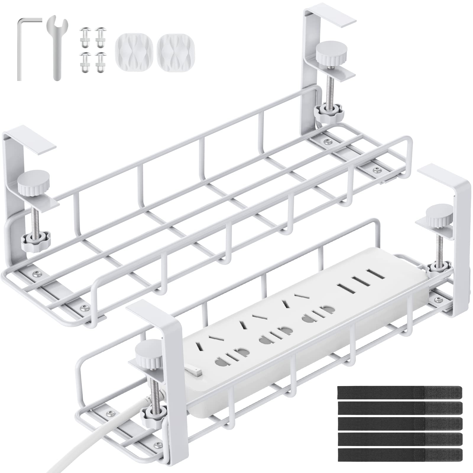 Buy Under Desk Cable Management Tray, 31.5'' White No Drill Steel Desk ...