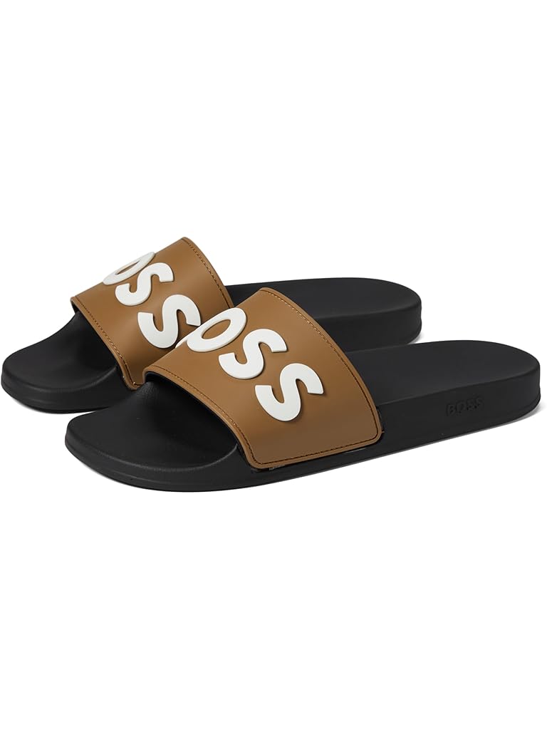 Black BOSS Slide Sandals