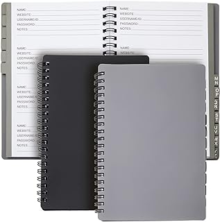 Juvale 2-Pack Spiral Password Keeper Book with Alphabetical Tabs, Password Notebook for Internet and Computer Login, Usern...