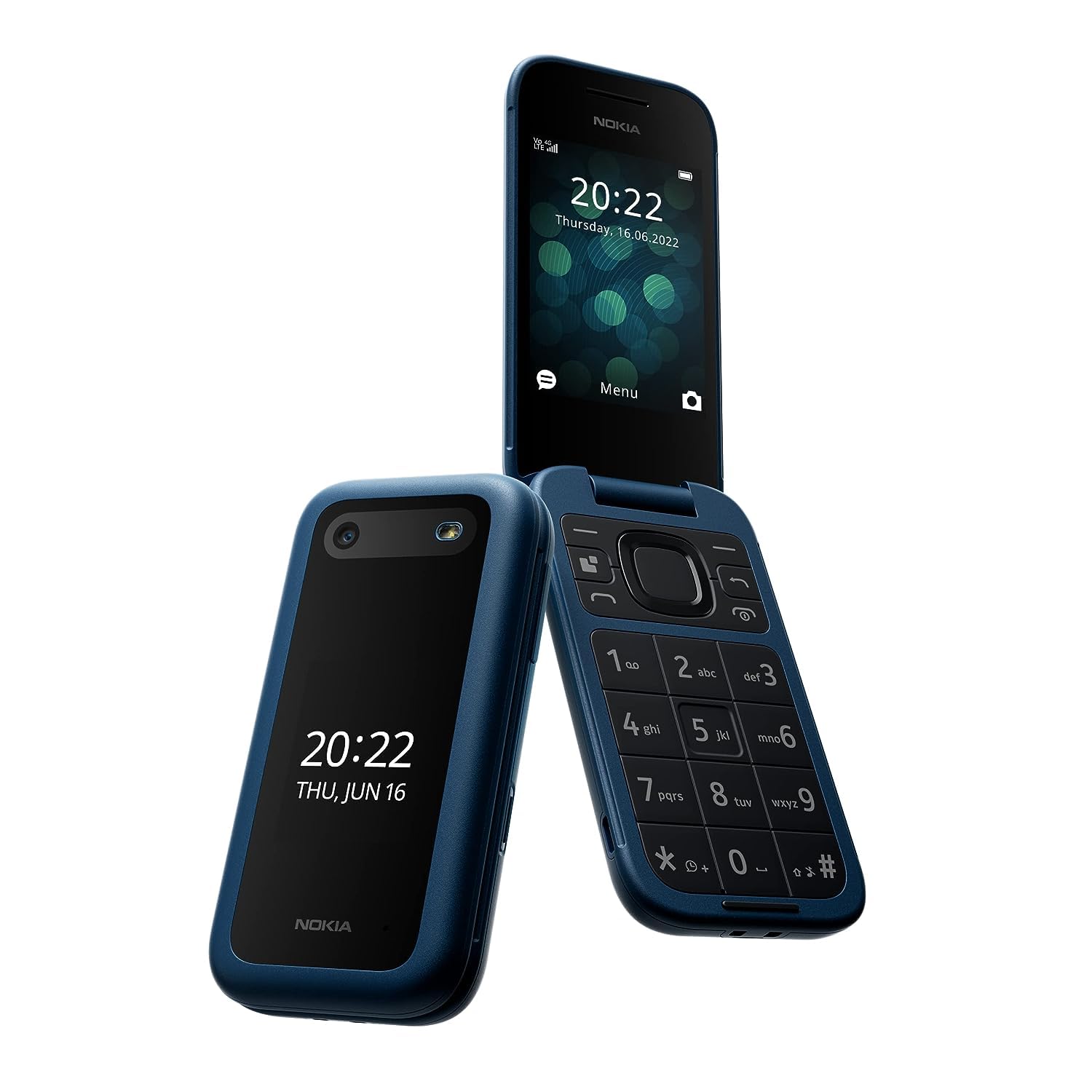 Nokia 2660 Flip Feature all carriers 0.05Gb Phone with 2.8" display, 4G Connectivity, Hearing Aid Compatibility (HAC), built-in camera, MP3 player, wireless FM radio and classic games (Dual SIM), Blue