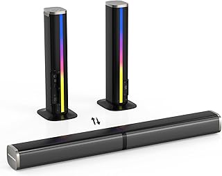 Wohome Sound Bars for TV with Built-in Subwoofer, Colorful LED Light Bar Speakers, 2.2ch 32 Inches Detachable Soundbar, Bl...