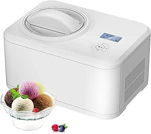 Antarctic Star Electric Ice Cream Maker with Compressor, Homemade Ice Cream Maker for Kids, with LCD Display, 4 Modes for Gelato, Frozen Yogurt, Sorbet, White