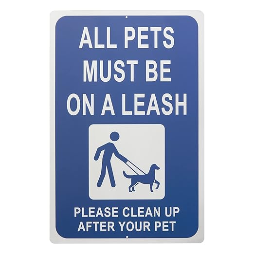 Juvale Aluminum All Pets Must Be On A Leash, Please Clean Up After Your ...