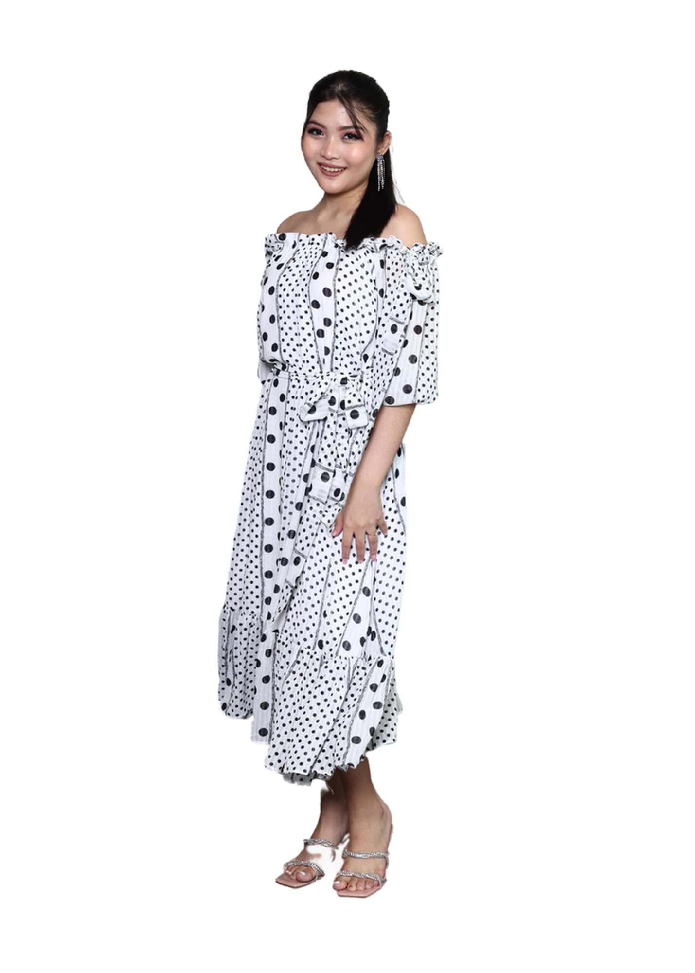 Alish ApparelWomen Dotted Polka Long Dress Rma