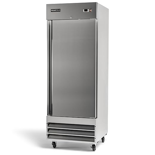 Peak Cold Single Door REFRIGERATOR; Commercial Reach In Stainless Steel, White Interior; 23 Cubic Ft, 29" Wide