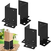 Cskunxia 4Pcs Post Anchor Base, Deck Post Base, Black Powder-Coated Post Brackets, Heavy Duty Wood Post Brackets for Pergo...