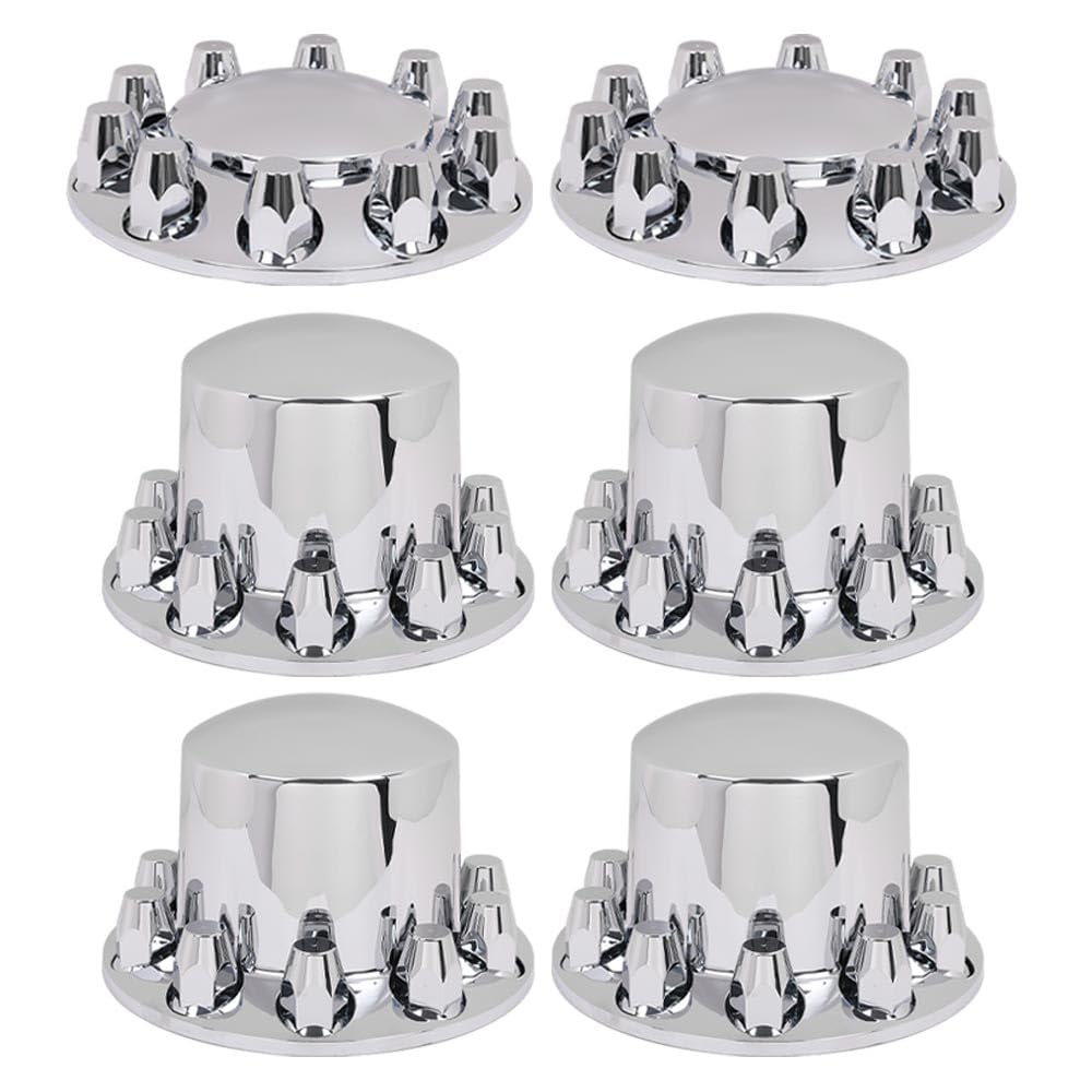 G-PLUS ABS Front & Rear Chrome Hub Cover Semi Truck Wheel Kit Axle Cover 33mm Lug Fit semi-Trucks with 20"",22.5"" and 24.5"" hub piloted Wheels