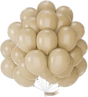 PartyWoo White Sand Balloons, 50 pcs 12 Inch Latte Brown Balloons, Boho Brown Balloons for Balloon Garland Balloon Arch as...