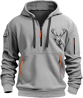 Christmas Sweatshirts,Lightweight Hoodies for Men Quarter Zip up Pullover Sweatshirts Work Athletic Jackets with Pocket