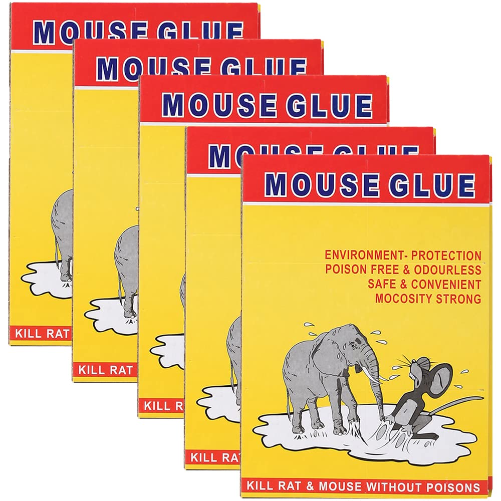 Homarket 5pcs Mouse Glue Traps with Enhanced Stickiness, Rat Mouse Traps, Snake Mouse Traps Sticky Pad Board for House Indoor Outdoor